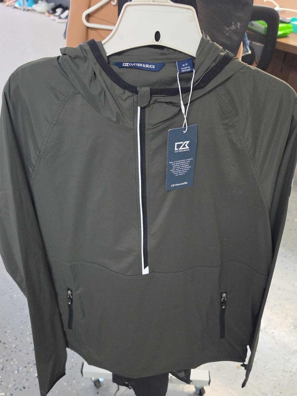 Cutter & Buck Men's Olive Green Lightweight Hooded Windbreaker